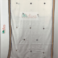 Indiva Off-White Lambani Embroidered Khadi Saree-Body