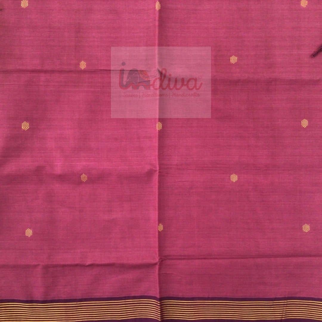 Omnah - Handloom Udupi cotton saree Price: Rs. 1,800 Code: UDP-S5 Colours:  Purple, yellow Length x width: 5.5 meters x 45 inches Border width: 4  inches Weight: 400 grams approximately Blouse: Not