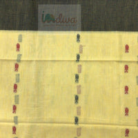 Indiva Yellow Handloom Cotton Ganga Jamuna Saree-Body-Black Border