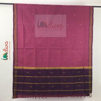 Indiva Udupi Handloom Cotton Pink Saree with Bhuta