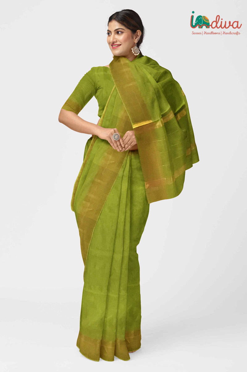 Indiva Green Paturu Cotton Saree