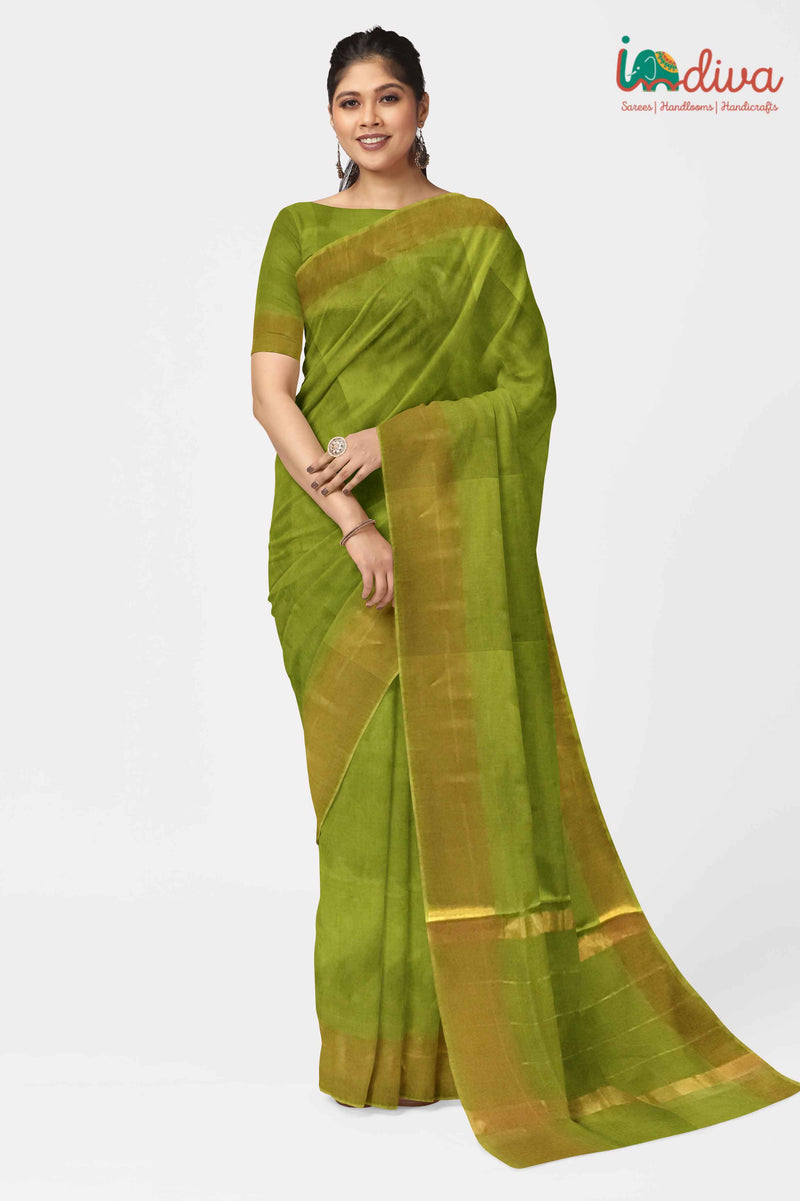 Indiva Green Paturu Cotton Saree