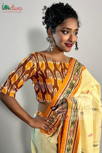 Indiva Ikat yellow & brown combination blouse - 38, 40