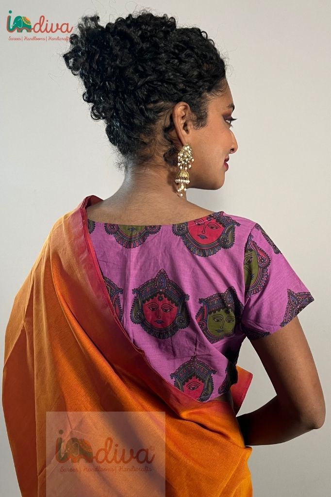 Indiva Kalamkari purple cotton blouse - 38, 40