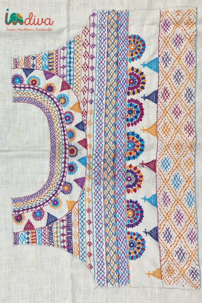 Indiva Lambani Embroidered Off-white Blouse Piece