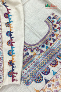 Indiva Lambani Embroidered Off-white Blouse Piece