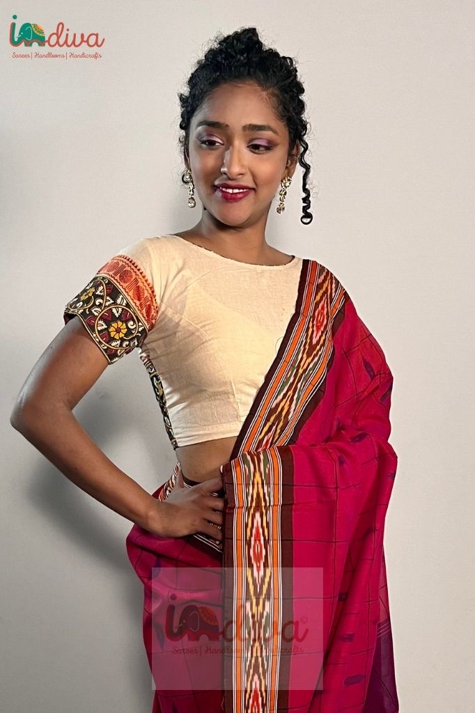 Indiva south cotton & kalamkari combination blouse - 36