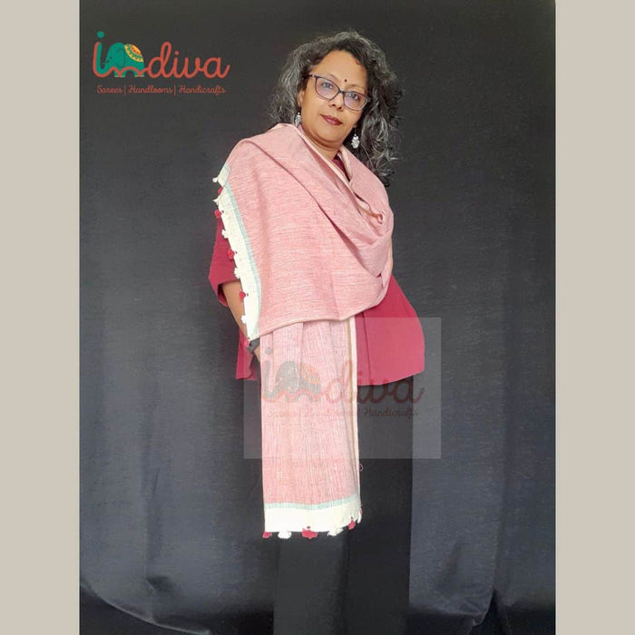 Pink Handcrafted Khadi Cotton Stole