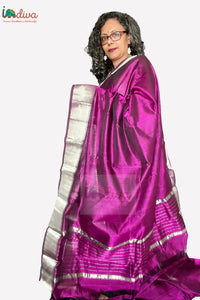 Pink & Purple Handloom Silk Cotton Mangalgiri Saree
