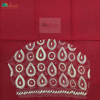 Red & Beige Kantha Blouse Fabric-Sleeve