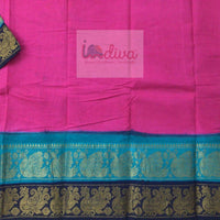 Sungudi Pink Ganga Jamuna Border Handloom Cotton Saree-Double Border