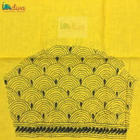 Trendy Yellow & Black Kantha Blouse Material-Sleeve