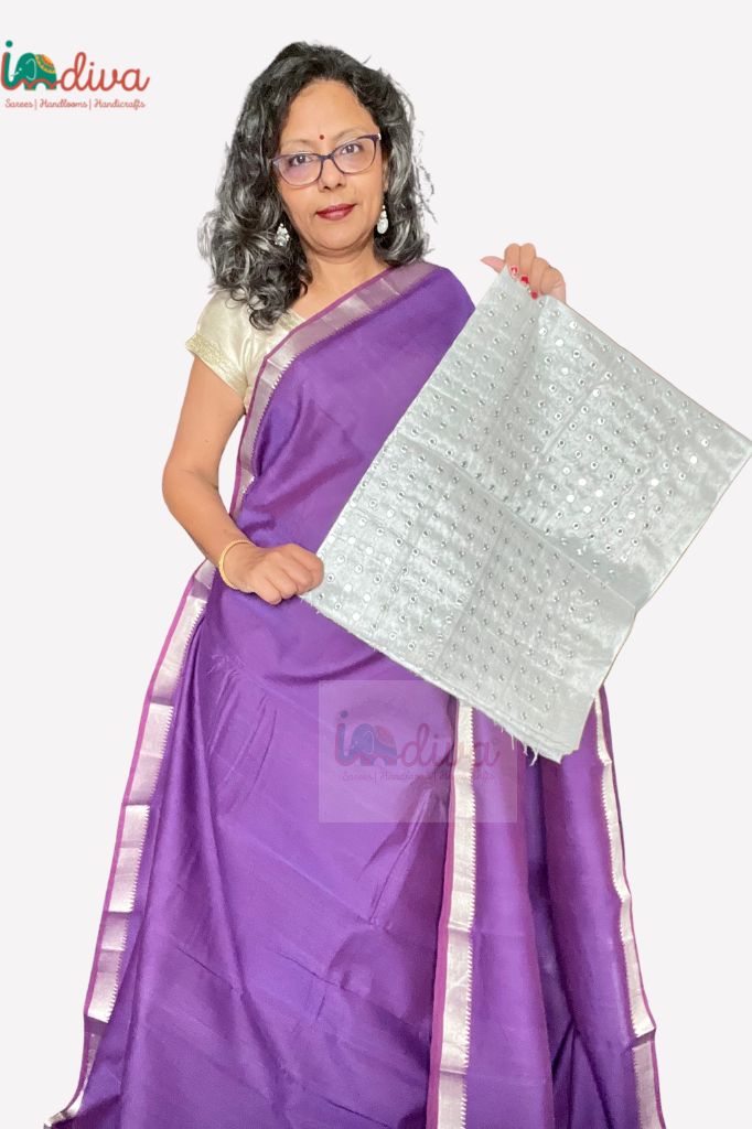 Hand Dyed Pure Tissue Linen Saree Golden Colour With Running Blouse-Indiehaat  – Indiehaat.com