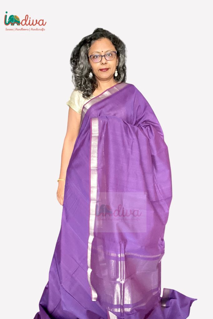 Pre Order : Pure purple Georgette Saree with all over cutwork & Origin –  www.kosigam.com