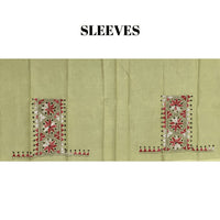 Yellow Kantha Blouse Fabric With Red &amp; White Motifs-Sleeves.png