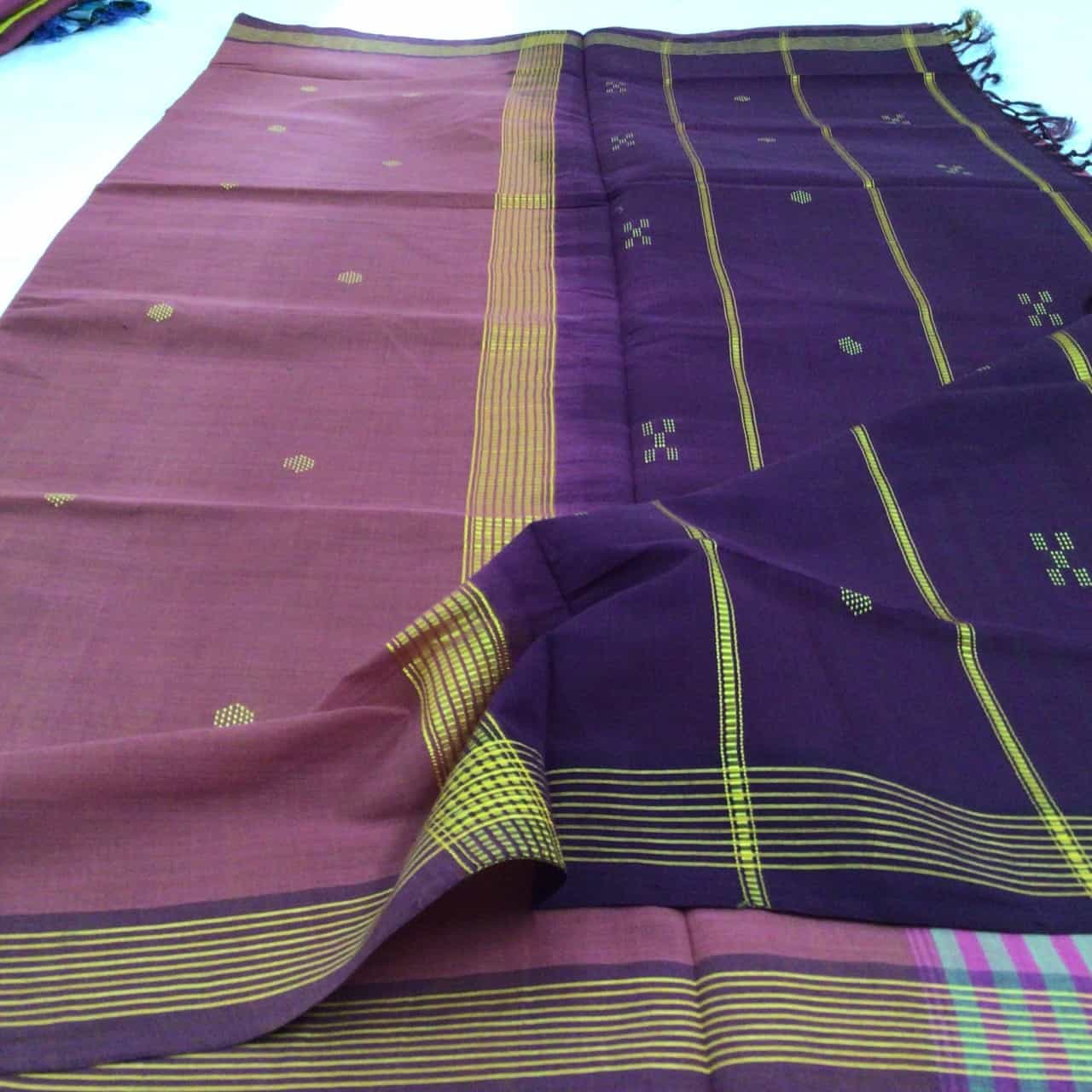 Tvis and Bliss. Dark Pink Bengal Cotton Saree